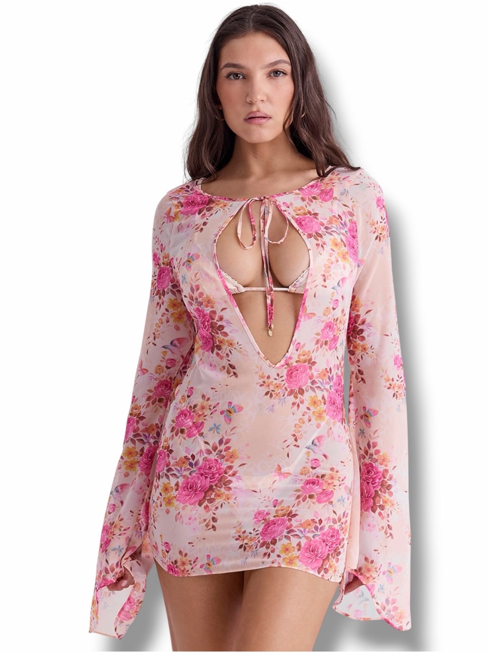 House of CB Oceana Floral Print Beach Cover Up